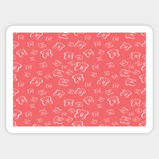 White Butterflies on Coral Pink background Sticker